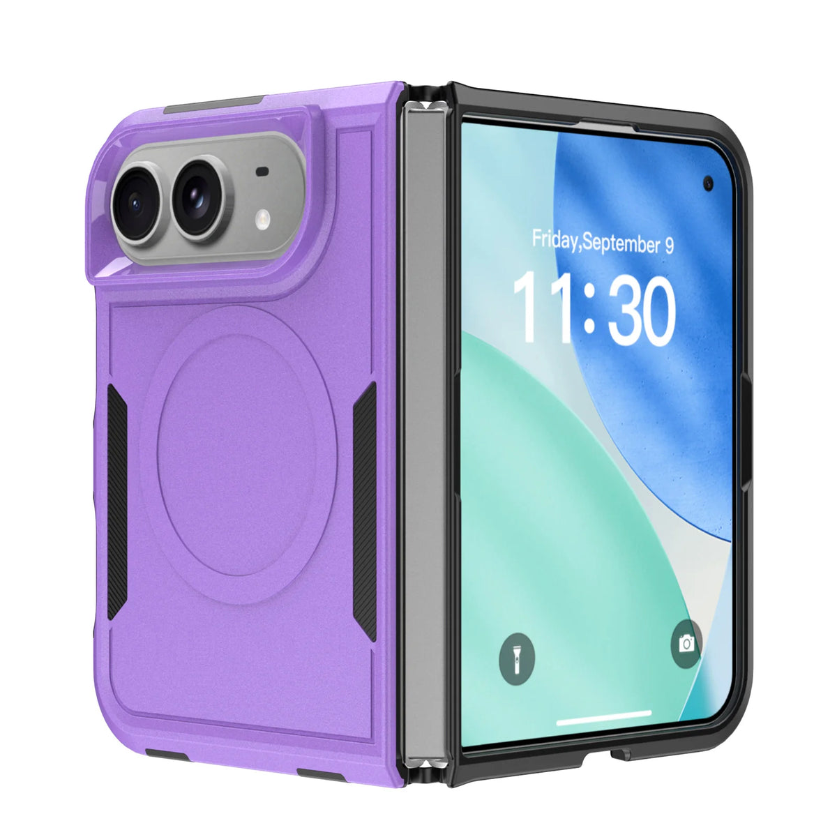 New Fashion Solid Color Anti-Fingerprint Fold Matte Magnetic Phone Case For iPhone Duo Supports Wireless Charging Sturdy Durable