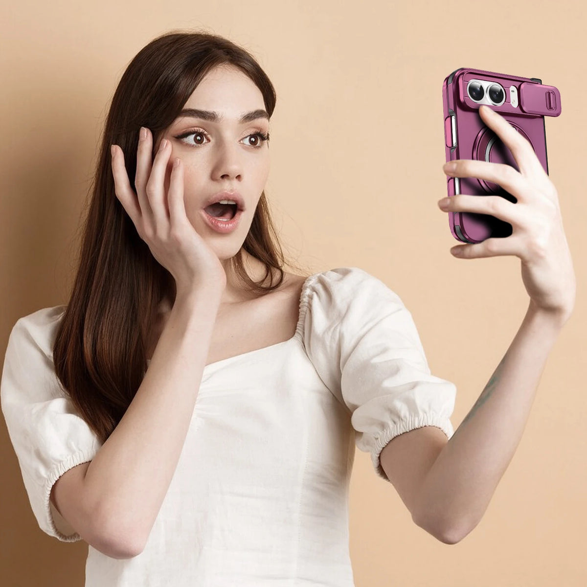 Fashion Solid Color Stand Matte Fold Magnetic Phone Case For iPhone Duo 18 Lens Protect Hard Shockproof Cover