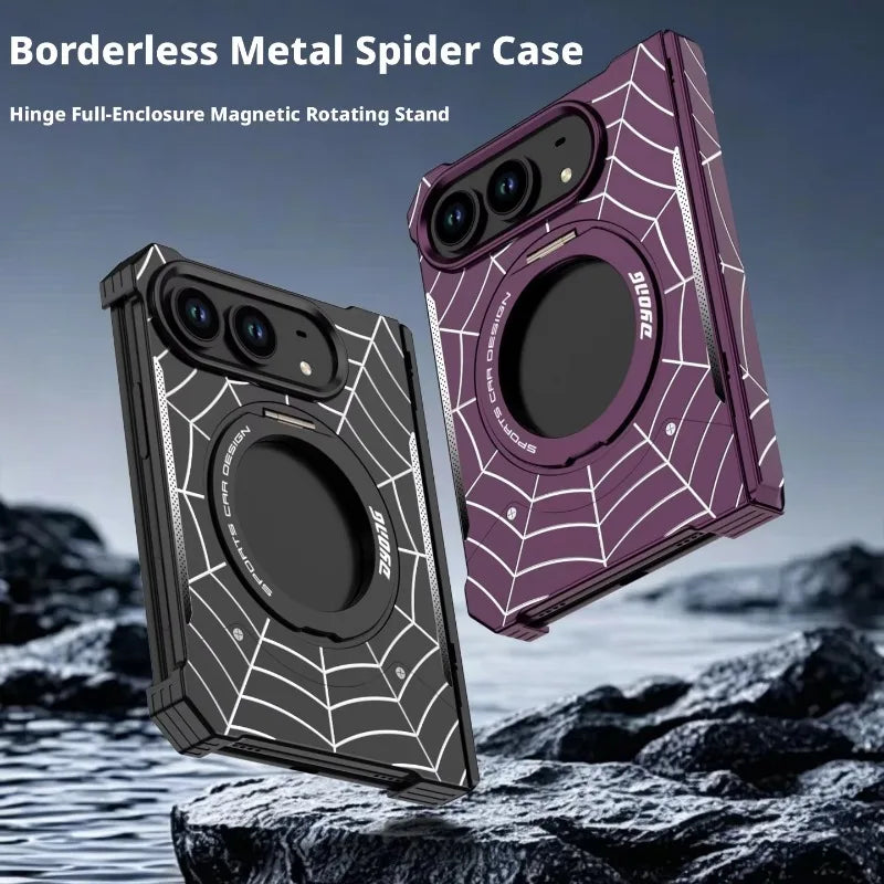 Case For iPhone Duo  Aluminum Alloy Spider Fold Magnetic 360° Rotating Stand Hinge Fully Enclosed Protection Cover Funda