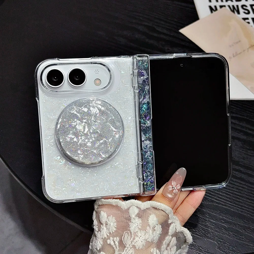 NEW Luxury Iridescent Shell Texture Phone Case for iPhone Duo 18 iPhone Fold With magnetic Stand for Magsafe Shockproof Cover