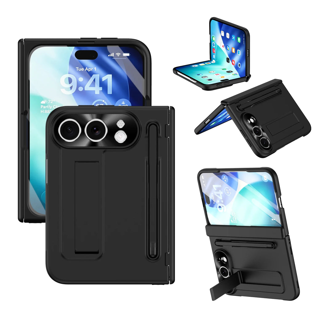 360 Full Protection Hinge Stand Case For iPhone Duo Original With Touch Pen Folding Cover Tempered Glass Film Funda
