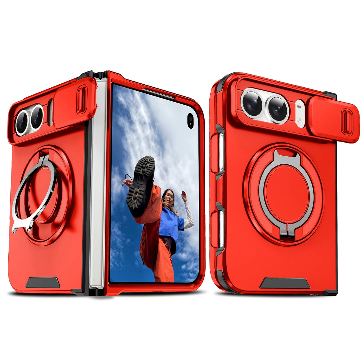 Fashion Solid Color Stand Matte Fold Magnetic Phone Case For iPhone Duo 18 Lens Protect Hard Shockproof Cover