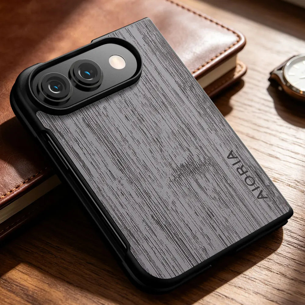 Wood-Grain Leather Case for iPhone Duo