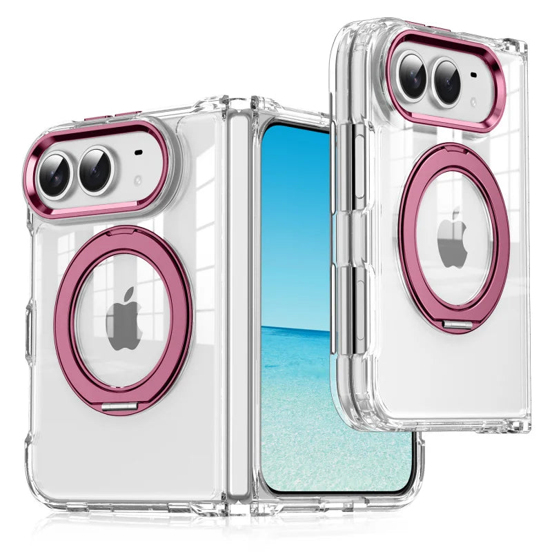 Clear MagSafe Case with Rotating Stand for iPhone Duo