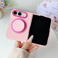 Fashion Macaron Colror Stripe Pattern Liquid Silicone 18 Ultra Case for iPhone Duo 18 Fold for Magsafe Bracket Shockproof Cover