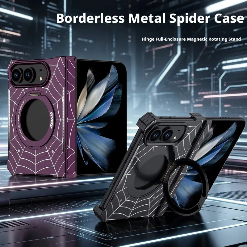 Case For iPhone Duo  Aluminum Alloy Spider Fold Magnetic 360° Rotating Stand Hinge Fully Enclosed Protection Cover Funda