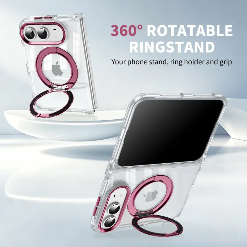 Clear MagSafe Case with Rotating Stand for iPhone Duo