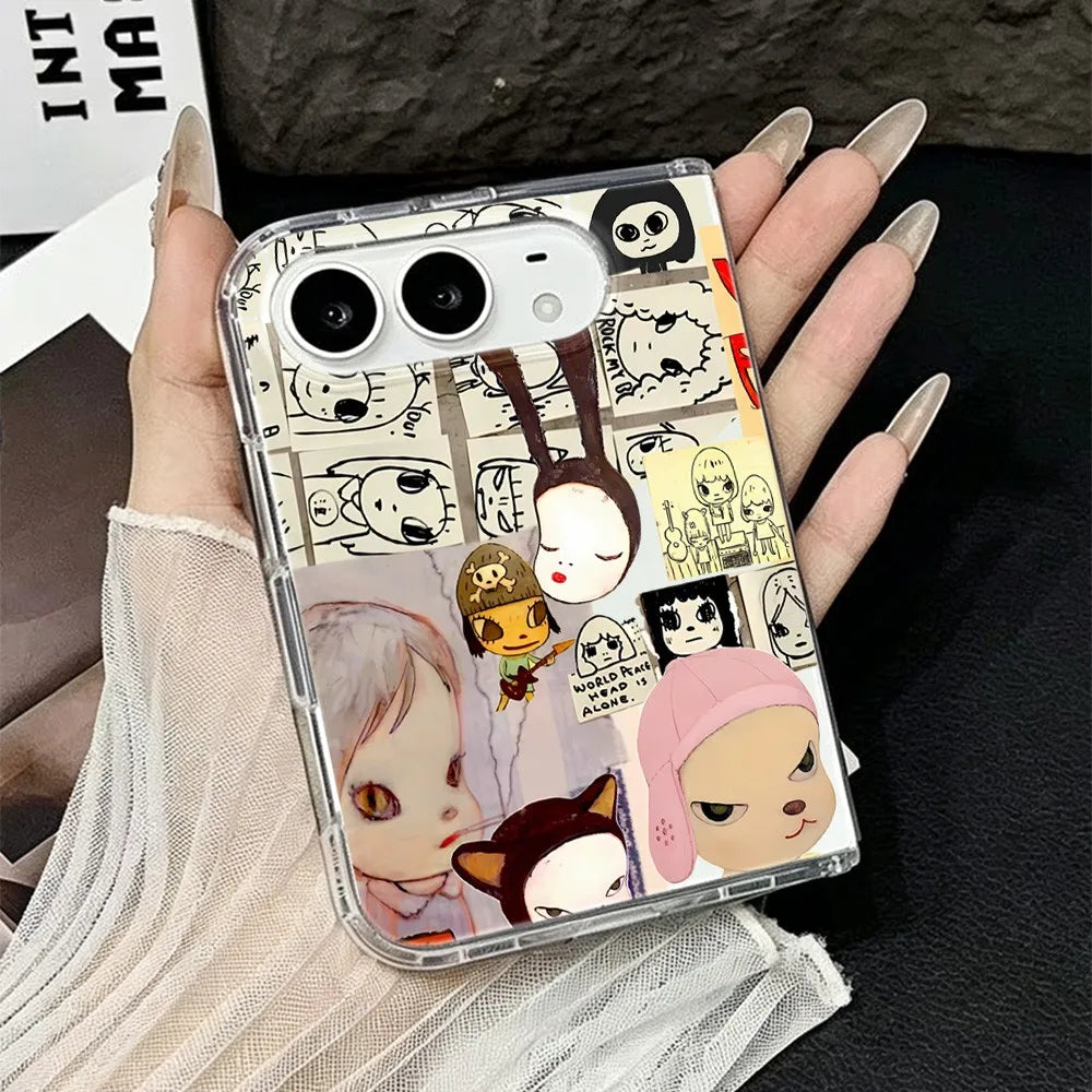 HOT Fashion Acrylic Transparent Phone Case for iPhone Duo 18 fold Shockproof Clear Ultra Slim Cartoon Yoshitomos Naras