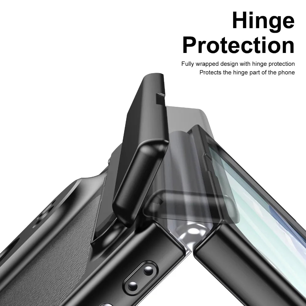 High End S Pen Phone Case for iPhone Duo Hinge Protection & Built-in Screen Protector Leather Phone Cover for iPhone Duo