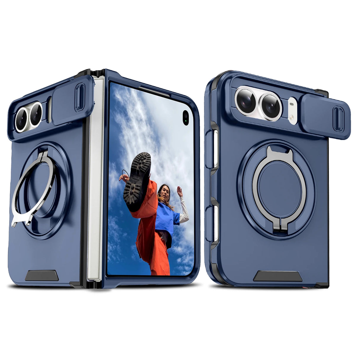 Fashion Solid Color Stand Matte Fold Magnetic Phone Case For iPhone Duo 18 Lens Protect Hard Shockproof Cover