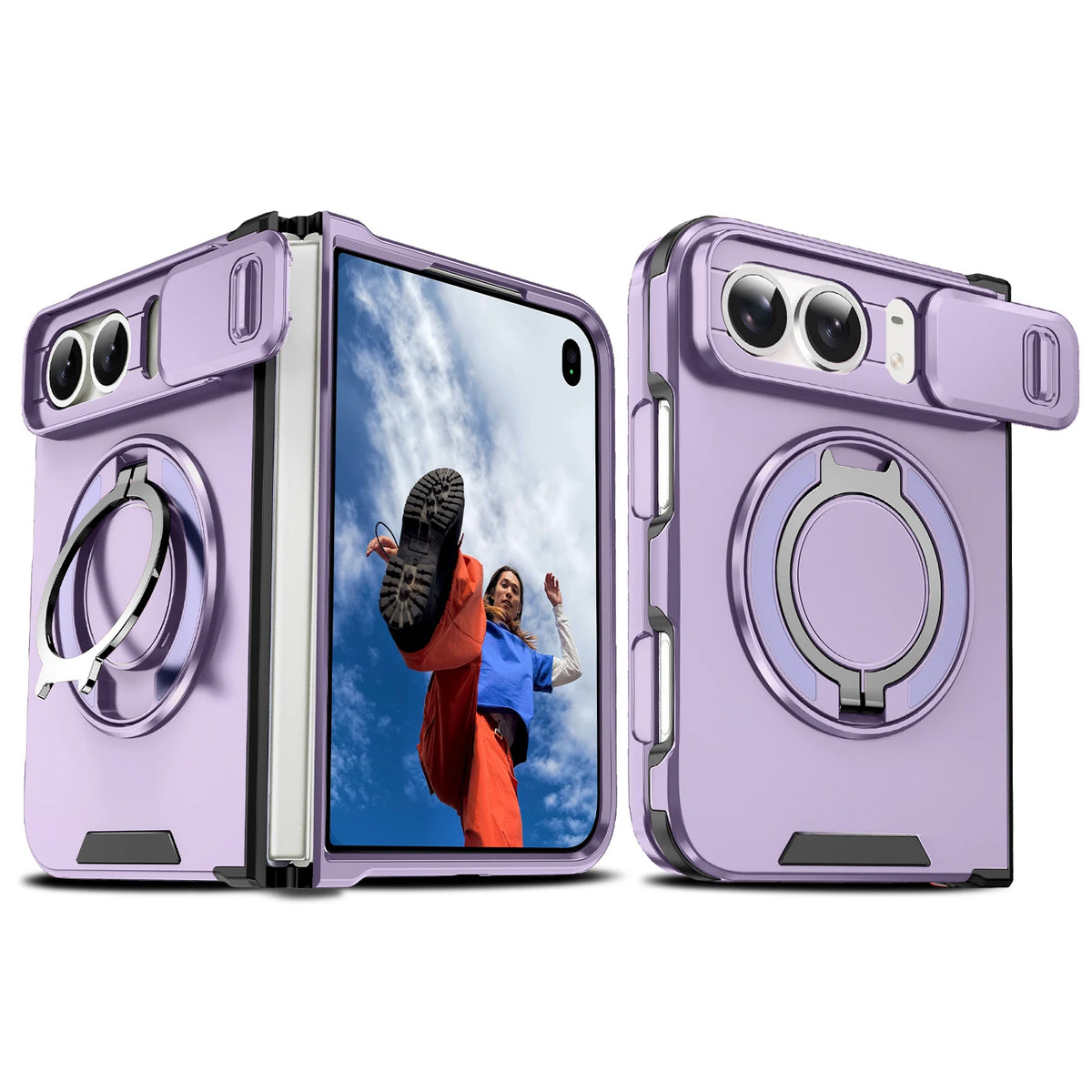 Fashion Solid Color Stand Matte Fold Magnetic Phone Case For iPhone Duo 18 Lens Protect Hard Shockproof Cover