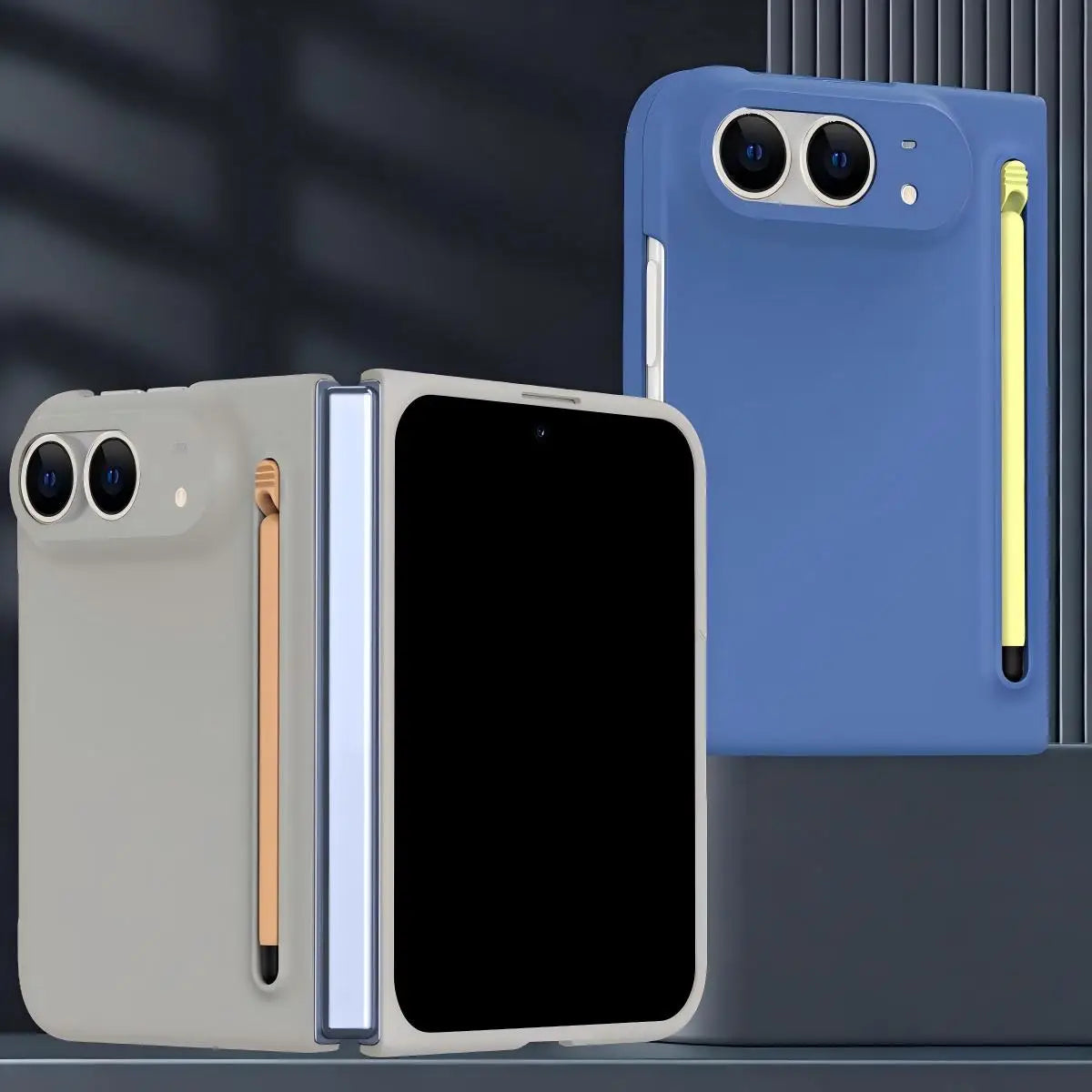 Suitable for iphone Duo with Stylus and Built-in Pen Slot, Smooth and Delicate Feel, Full Protection, Simple Solid Color Design,