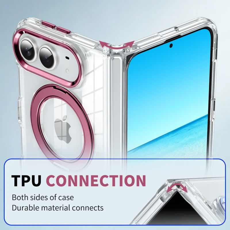 Clear MagSafe Case with Rotating Stand for iPhone Duo