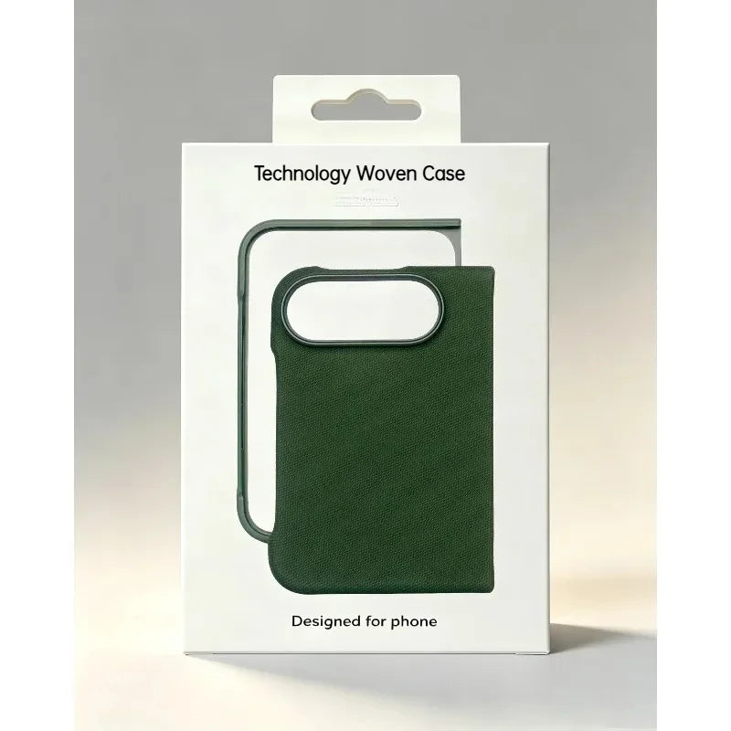 1:1 Original Replica Technology Woven Texture Magnetic Fold Phone Case For iPhone Duo For Magsafe Charging Shockproof Cover