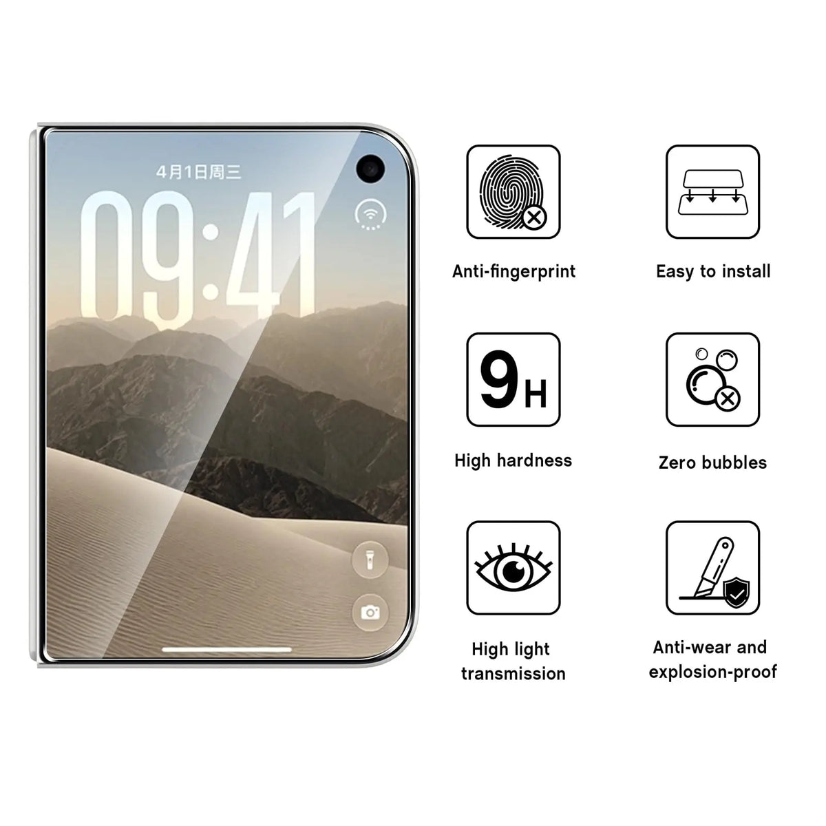 Screen Protector For iPhone Duo Folded Screen 5.4 Inches Tempered Glass HD 9H Transparent Clear Anti Scratch Case Friendly