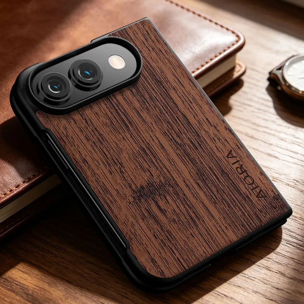 Wood-Grain Leather Case for iPhone Duo