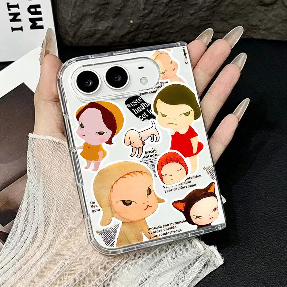 HOT Fashion Acrylic Transparent Phone Case for iPhone Duo 18 fold Shockproof Clear Ultra Slim Cartoon Yoshitomos Naras