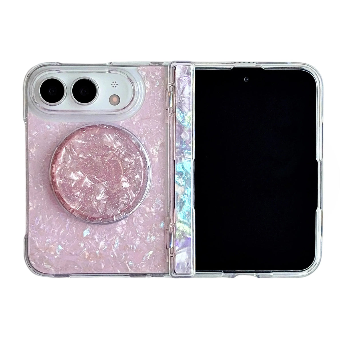 Case For Apple iPhone Duo For Foldable iPhone Duo For Magsafe With  Magnetic Ring Gilded Stand Luxury INS Shell Pattern Cover