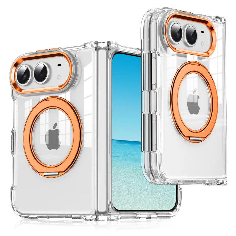 Clear MagSafe Case with Rotating Stand for iPhone Duo