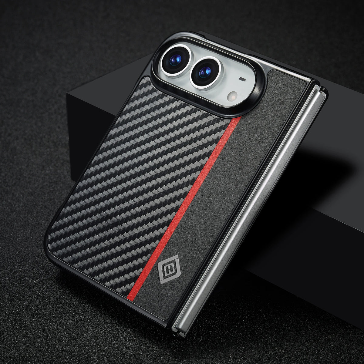 Luxury Ultrathin Carbon Fiber Leather Slots Phone Case for IPhone Duo 2026 Shockproof Flip Holder Cover for Iphone Duo Cover