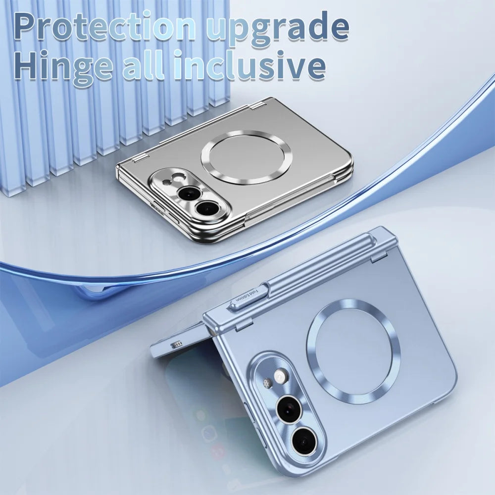 High-Grade Magnetic Plating Hinge Protection Phone Case for iPhone Duo for Magsafe Bracket Cover With Front Screen Tempered Film