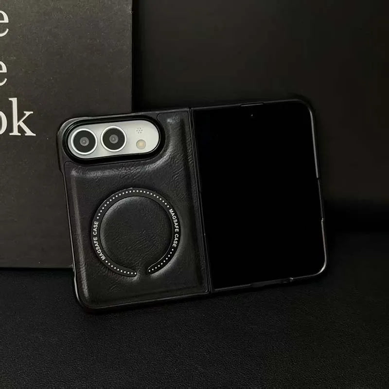 New Luxury Synthetic Leather Folding Phone Case For IPhone Duo Compatible For Magsafe Back Cover Fashionable Printed Decoration