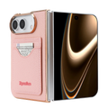 PU Leather Wallet Case For iPhone Duo Fold Electroplated Frame Foldable Kickstand Shockproof Protective Phone Cover