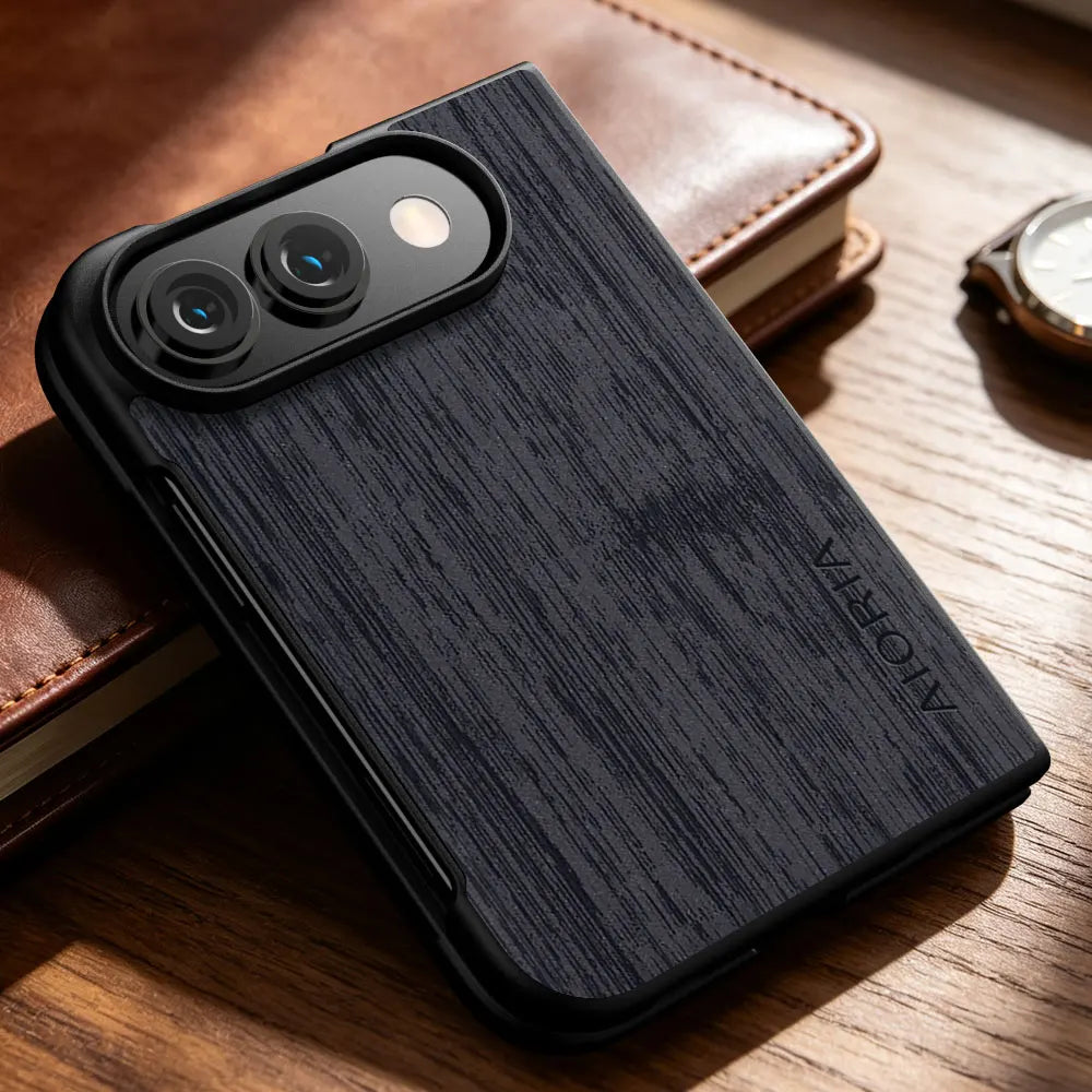 Wood-Grain Leather Case for iPhone Duo