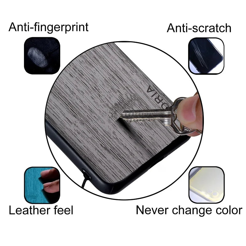 Wood-Grain Leather Case for iPhone Duo