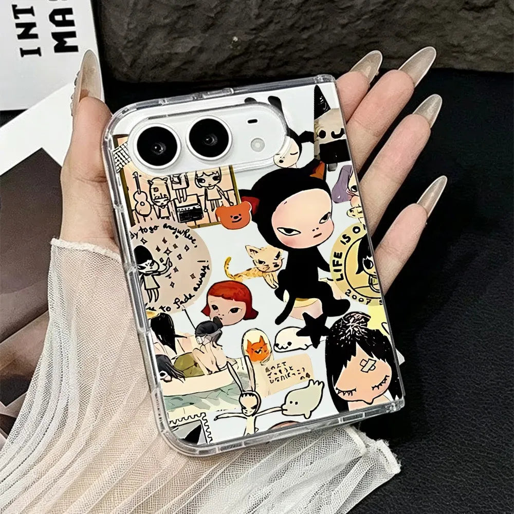 HOT Fashion Acrylic Transparent Phone Case for iPhone Duo 18 fold Shockproof Clear Ultra Slim Cartoon Yoshitomos Naras