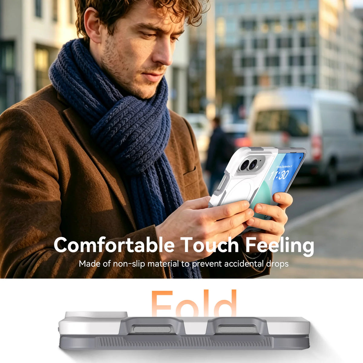 New Fashion Solid Color Anti-Fingerprint Fold Matte Magnetic Phone Case For iPhone Duo Supports Wireless Charging Sturdy Durable