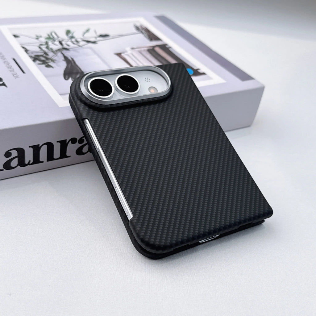 Business Design Carbon Fiber Texture Phone Case for iPhone Duo New 18 DUO 18Fold Slim Shockproof Bumper Front and Rear Cover