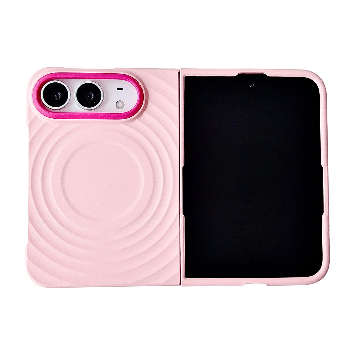 Case For Apple iPhone Duo For Foldable iPhone Duo For Magsafe With  Magnetic Ring Ripples Stand Luxury Silicone Ripples Cover