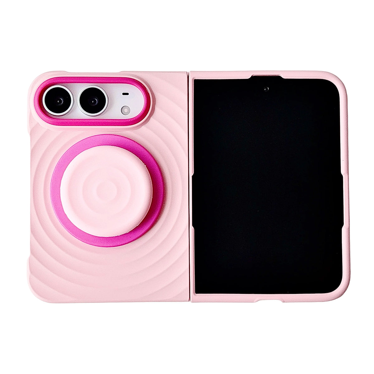 Case For Apple iPhone Duo For Foldable iPhone Duo For Magsafe With  Magnetic Ring Ripples Stand Luxury Silicone Ripples Cover