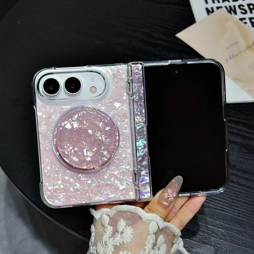Case For Apple iPhone Duo For Foldable iPhone Duo For Magsafe With  Magnetic Ring Gilded Stand Luxury INS Shell Pattern Cover