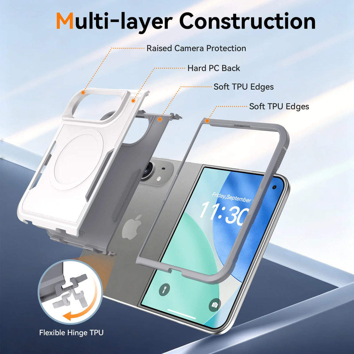 New Fashion Solid Color Anti-Fingerprint Fold Matte Magnetic Phone Case For iPhone Duo Supports Wireless Charging Sturdy Durable