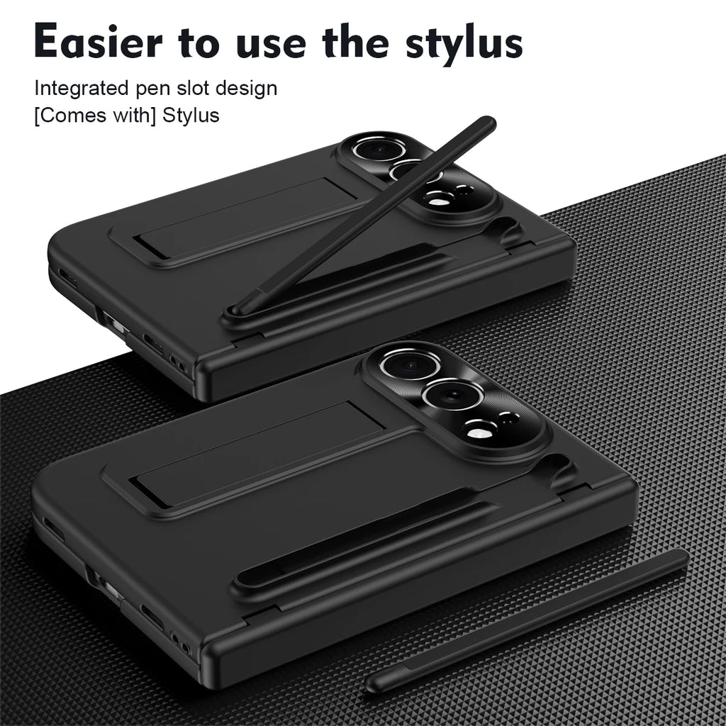 360 Full Protection Hinge Stand Case For iPhone Duo Original With Touch Pen Folding Cover Tempered Glass Film Funda
