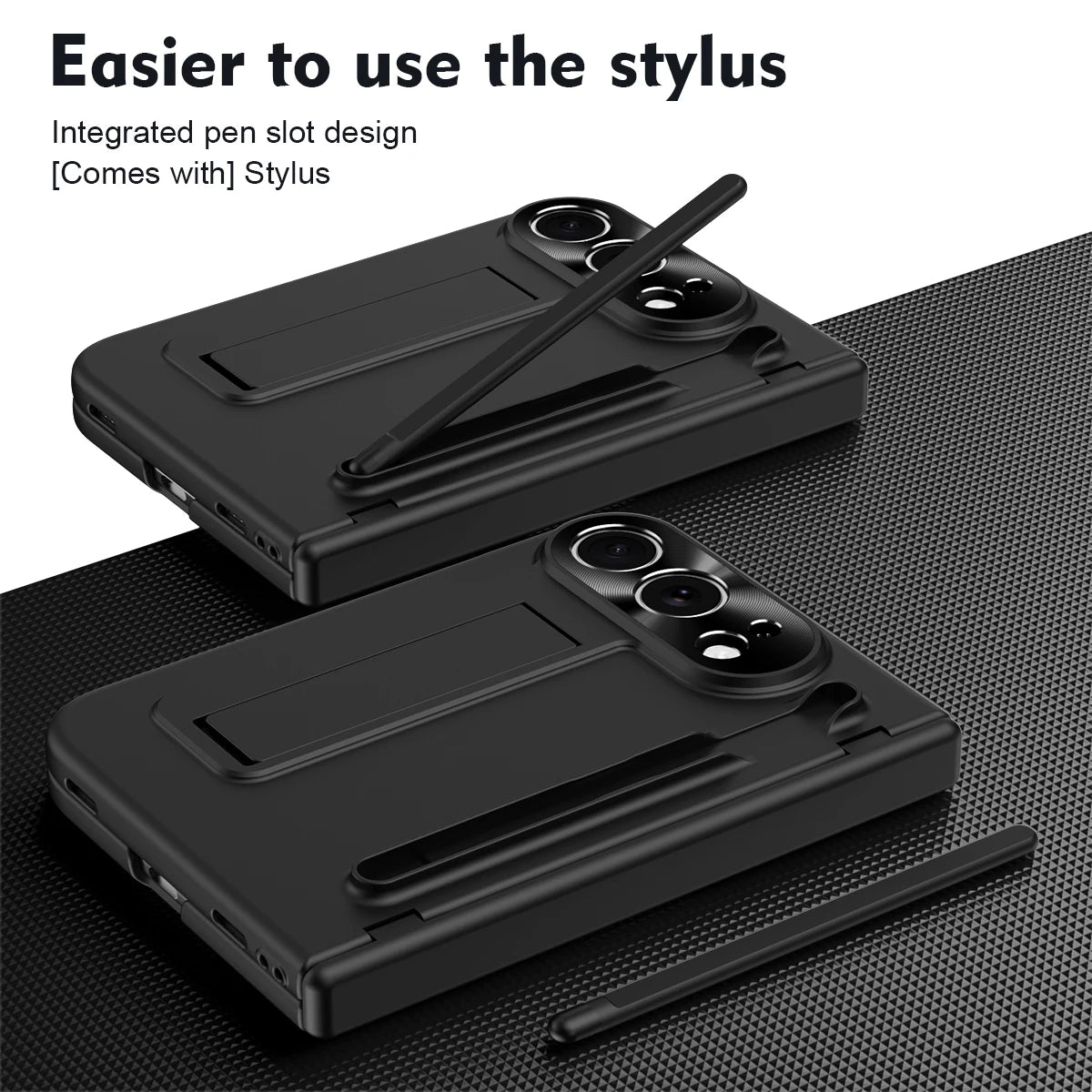 360 Full Protection Hinge Stand Case For iPhone Duo Original With Touch Pen Folding Cover Tempered Glass Film Funda